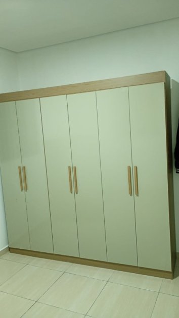 Guarda Roupa Casal 6 Portas 4 Gavetas Belém Cinamomo/White